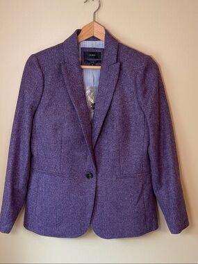 J. Crew Parke Purple Herringbone 100% Wool Single-Button Blazer Size 8